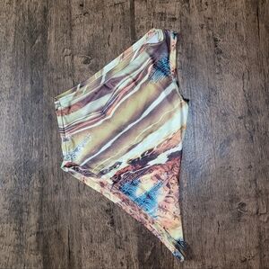 Graphic Print One Shoulder Sleeveless Asymmetrical Hem Crop Tank Top